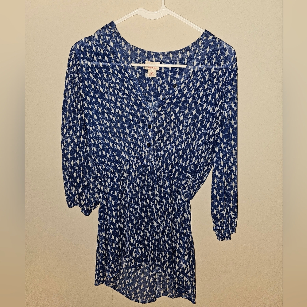 Mossimo Supply Co. Blue and White Blouse